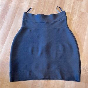 Herve Leger High Waisted Bodycon Bandage Pencil Mini Skirt Gray Women's Size XS